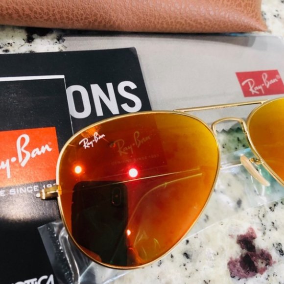 Rayban Sunglasses aviator orange size 58mm - Picture 2 of 6